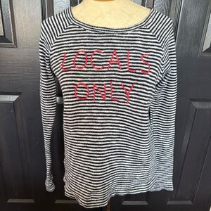 Sundry Anthropologie Coastal Nautical Striped LOCALS ONLY Embroidered Sweater